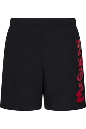 Alexander McQueen Shorts, Herr, S, Läder, Svart havskläder med rött graffiti-logotyp