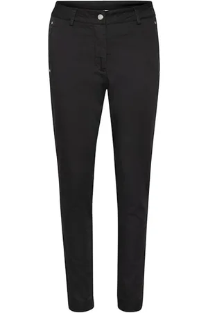 Kaffe Byxor, Dam, 3Xl, Bomull, Svart Rivet Pant Lång