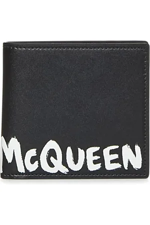 Alexander McQueen Accessoarer, Herr, ONE Size, Svart Bi-Fold Plånbok med Graffiti Print