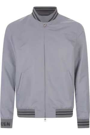 Alexander McQueen Jacka, Herr, L, Polyester, Grå Jacka Aw23 Polyester Ribbade Kanter