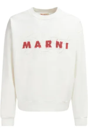 Marni Sweatshirts & Hoodies, Herr, S, Bomull, Ekologisk Bomull Vit Sweatshirt