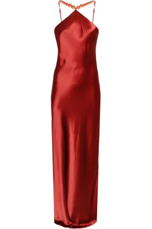 Staud Klänning, Dam, M, Satin Halter Slip Klänning med Pärlband