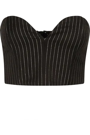 Gestuz Topp, Dam, XS, Svartpinstripe Lurex Corsage Blus
