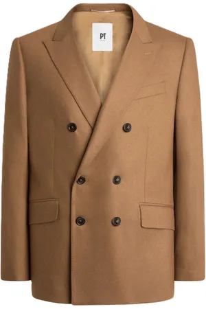 PT Torino Jacka, Herr, M, Dubbelknäppt Beige Flanell Kasmir Blazer