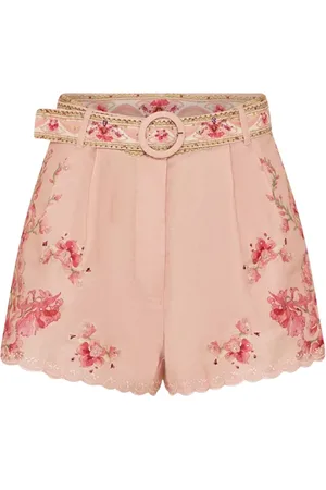 Camilla Shorts, Dam, M, Linne, Blommig linnekortbyxor med skaltrim