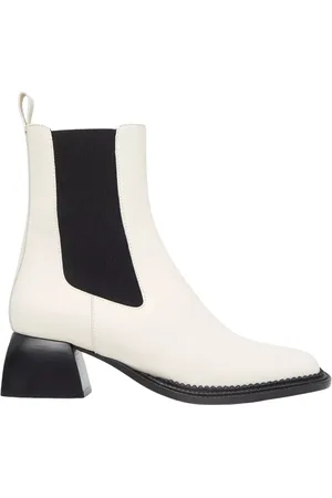 NODALETO Skor, Dam, 37 1/2 EU, Vita ankelboots med fyrkantiga tår