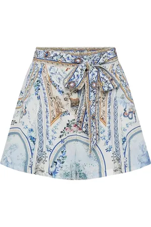 Camilla Shorts, Dam, M, Blommig högmidjade silkes shorts
