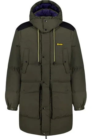 Ciesse Kappa, Herr, M, Bomull, Canada - Lång Unisex Grön Militär Dunjacka 4 Fickor MED Avtagbar Huva 100%