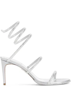 RENE CAOVILLA Skor, Dam, 38 EU, Läder, Grå Satin Strass Pumps