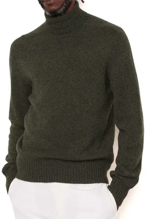 OFFICINE GENERALE Stickade tröjor & koftor, Herr, M, Grön ull turtleneck tröja