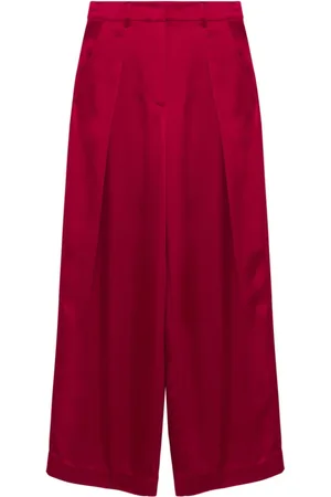 Simkhai Byxor, Dam, M, Polyester, Körsbär Wide-Leg Veckade Byxor