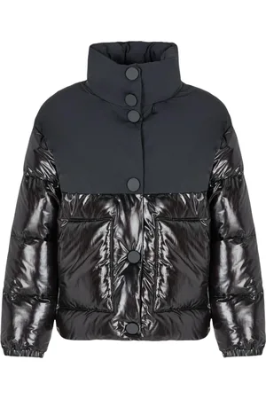 Armani Exchange Jacka, Dam, L, Svart hög hals huva kappa