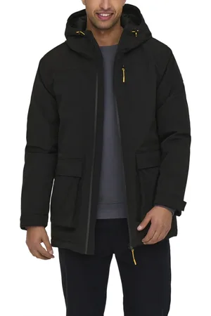 Only & Sons Jacka, Herr, L, Polyester, Svart Parka Athletisk Kappa
