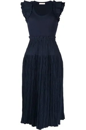 ULLA JOHNSON Klänning, Dam, XS, Bomull, Blå Elegant Midi Klänning