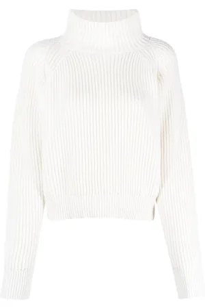 LORENA ANTONIAZZI Stickade tröjor & koftor, Dam, L, Kashmir, Vit Stickad Turtleneck Tröja