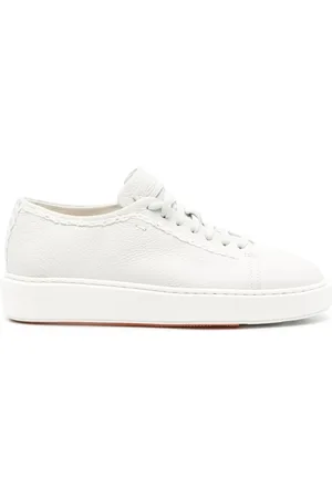santoni Skor, Dam, 41 EU, Läder, Vita Läder Casual Sneakers