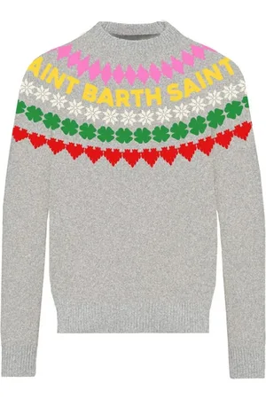 MC2 SAINT BARTH Stickade tröjor & koftor, Dam, M, Fair Isle Jacquard Sweater Heart Clover