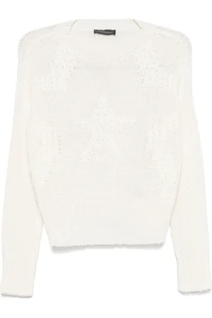 LORENA ANTONIAZZI Stickade tröjor & koftor, Dam, XS, Bomull, Vit Bomull Stickad Turtleneck Tröja