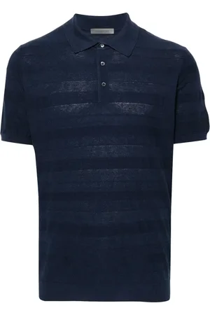 corneliani Topp, Herr, 2Xl, Bomull, Blått Sidensbomull Polo Skjorta