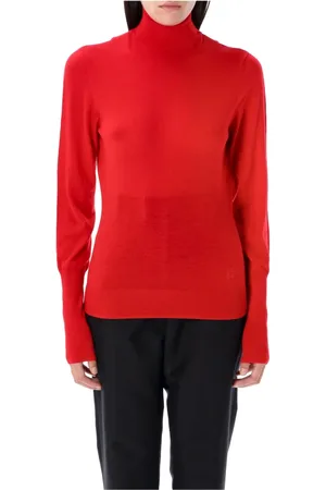 Givenchy Stickade tröjor & koftor, Dam, M, Röd Stickad Tröja med Öppen Rygg