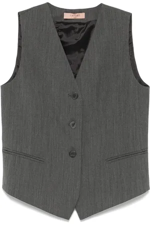 Twin-Set Jacka, Dam, M, Polyester, Elegant Grå Ullväst
