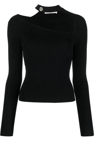Simkhai Stickade tröjor & koftor, Dam, L, Nylon, Svart Casual Tröja med Mockneck