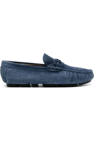 BALDININI Skor, Herr, 41 EU, Läder, Blå Läder Loafers Elegant Stängd Platta
