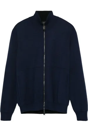 BRIONI Stickade tröjor & koftor, Herr, L, Bomull, Blå Zip-up Cardigan Casual Stil