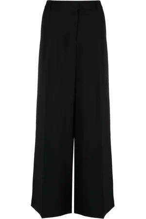 Simkhai Byxor, Dam, L, Polyester, Elegant Svart Veckad Byxor