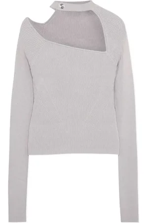 Simkhai Stickade tröjor & koftor, Dam, L, Nylon, Tröja med Asymmetrisk Mockneck