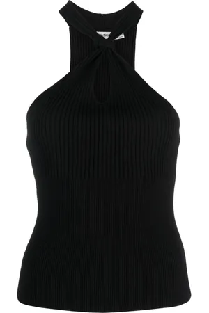 Simkhai Topp, Dam, L, Nylon, Elegant Halter Knut Svart Blus