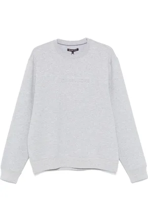 Michael Kors Sweatshirts & Hoodies, Herr, XL, Bomull, Grå präglad logga crewtröja