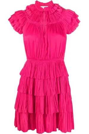 ULLA JOHNSON Klänning, Dam, L, Polyester, Elegant Rosa Midi Klänning