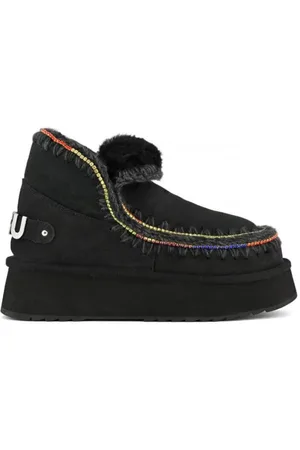 Mou Skor, Dam, 36 EU, Mocka, Svart Rhinestone Plattform Eskimo Stövlar