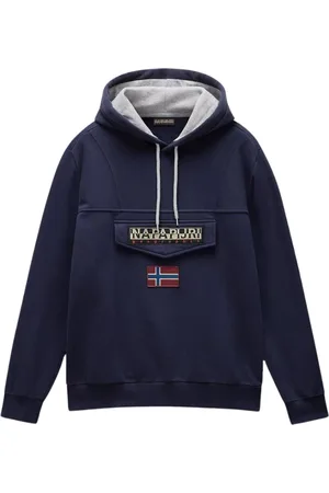 Napapijri Sweatshirts & Hoodies, Herr, M, Bomull, Blå Vinter Huva Tröja