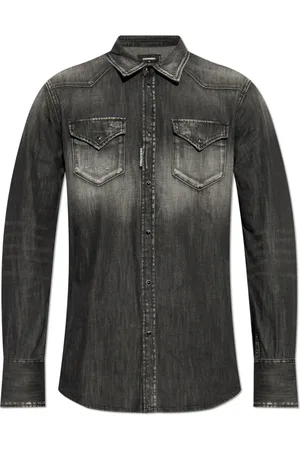Dsquared2 Skjorta, Herr, L, Denim, Denimskjorta med vintageeffekt