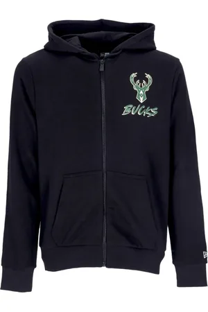 New Era Sweatshirts & Hoodies, Herr, XS, Bomull, Milwaukee Bucks Script Hoodie Svart