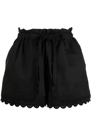 ULLA JOHNSON Shorts, Dam, L, Bomull, Avslappnad Svart Linne Bomulls Shorts