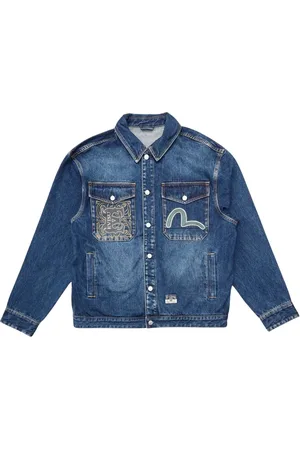 Evisu Skjorta, Herr, M, Denim, Tryckt Denim Skjorta i Blå