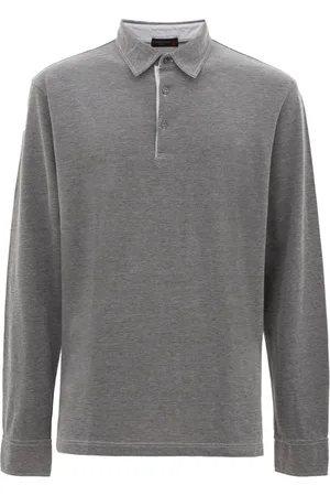 corneliani Topp, Herr, L, Grå långärmad polotröja