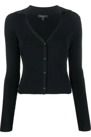 RAG&BONE Stickade tröjor & koftor, Dam, M, Nylon, Svart Cropped Cardigan