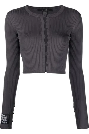 KSUBI Stickade tröjor & koftor, Dam, L, Polyester, Silver Grå Kofta Polyester Nylon