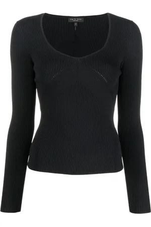 RAG&BONE Stickade tröjor & koftor, Dam, L, Nylon, Svart Långärmad Casual Tröja