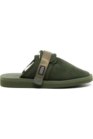 SUICOKE Skor, Herr, 43 EU, Läder, Mules Sandaler Oliv Logotyp Gummi Läder