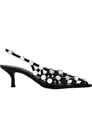 The Attico Skor, Dam, 37 EU, Läder, Svarta Grid Slingback Skor