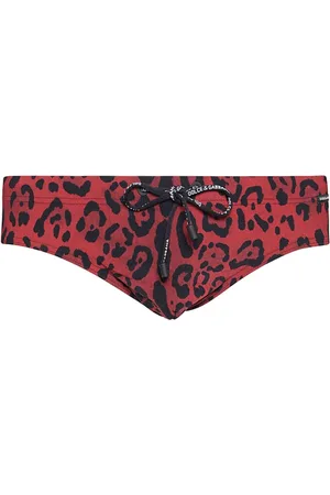 Dolce & Gabbana Badkläder, Herr, L, Leopard Print Swim Briefs