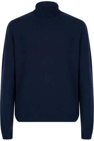 JOHN SMEDLEY Stickade tröjor & koftor, Herr, L, Läder, Blå Merinoulltröja