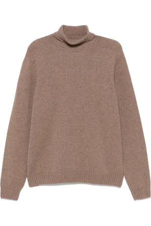 JOHN SMEDLEY Stickade tröjor & koftor, Herr, M, Läder, Taupe Brun Stickad Rullkrage Tröja