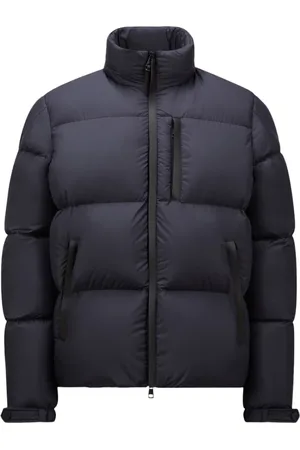 Moncler Jacka, Herr, M, Läder, Kort blå dunjacka med Airsoft-foder