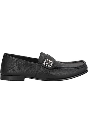 Fendi Skor, Herr, 44 EU, Läder, Svarta Läderloafers Stilfull Fyrkantig Tå
